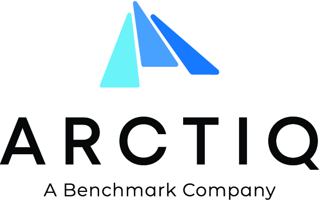 ARCTIQ logo with black font and blue icon