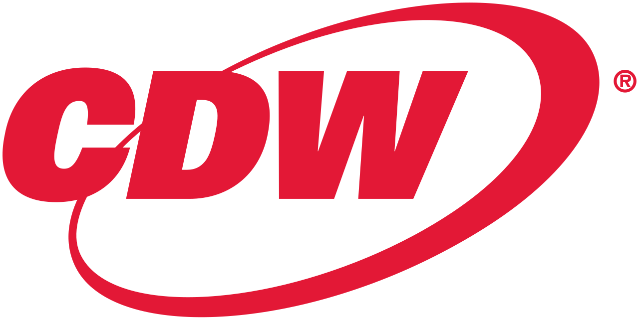 CDW logo in red with white background